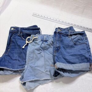 Old Navy No Boundaries Denim Bundle Jeans Shorts Blue Distressed Size 12 L